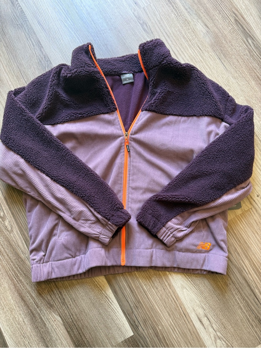 Women’s New Balance Lavender & Plum Sherpa Jacket with Orange Trim